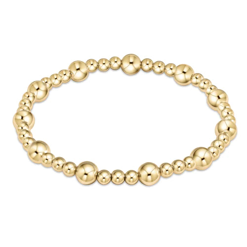 Classic Sincerity Patter 6mm Bead Bracelet - Gold