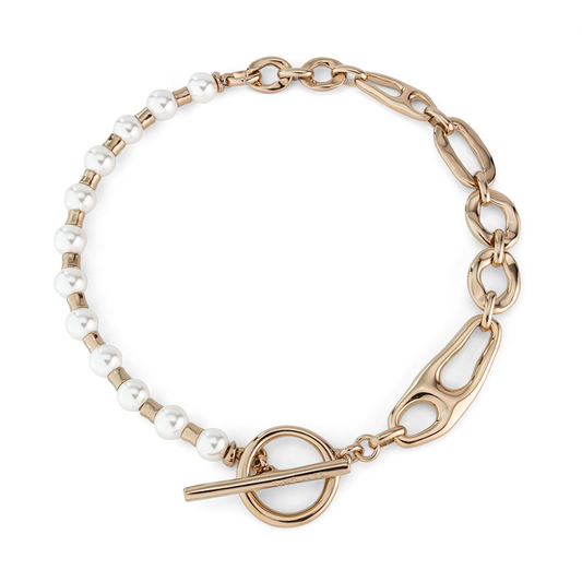 Pearl & Match Necklace- Gold