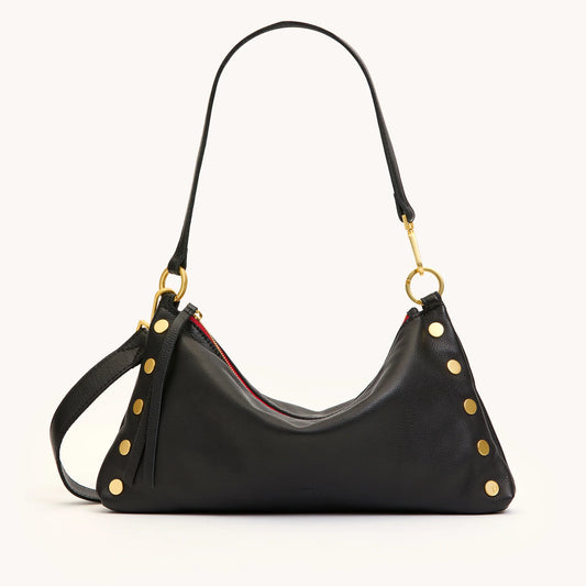 Kyle Med Black Leather & Gold Metal