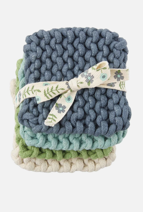Blue Crochet Colorful Coasters