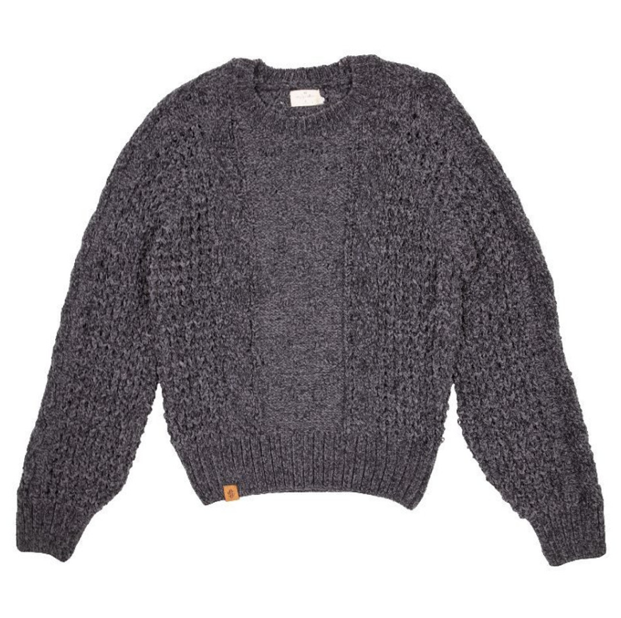 Ash/ Charcoal Crop Chenille Sweater