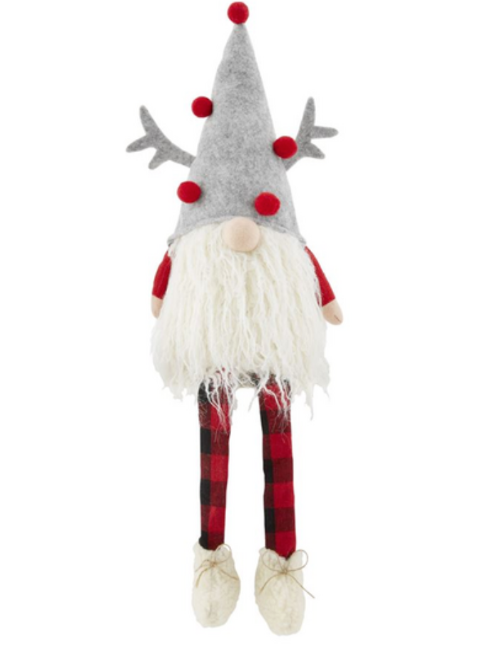 Reindeer Checkered Dangling Leg Gnome