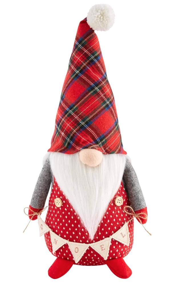 Large Christmas Sitting Gnome Plaid