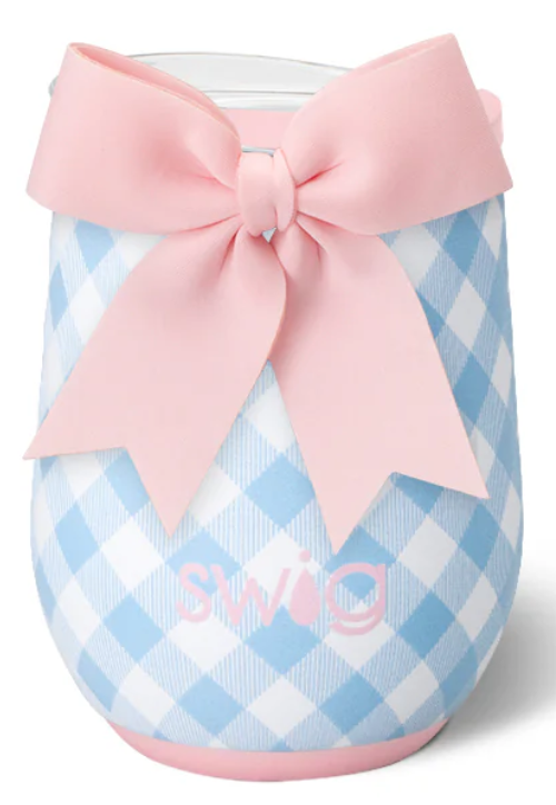 Gingham Stemless Wine Cup