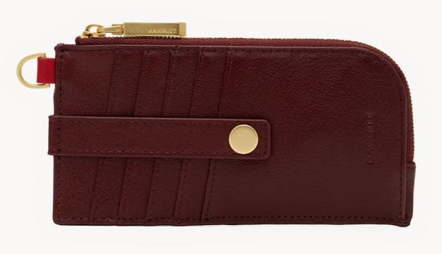 210 East CherryWood with Gold Zipper Wallet