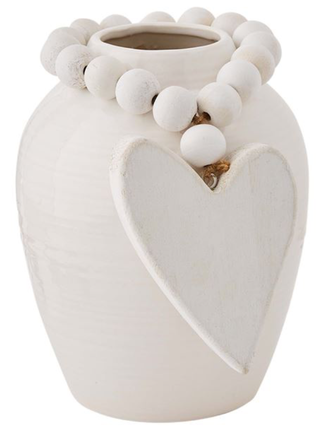 Beaded Stoneware Vase, Heart