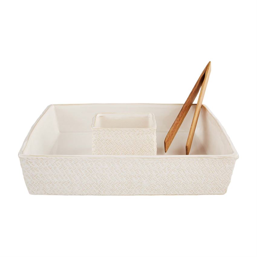 White Woven Chip and Dip Set